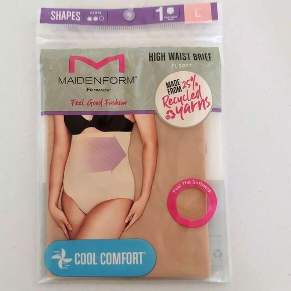 Maidenform Women's Sz LARGE BEIGE High Waist Brief Flexees Feel Good Fashion - Picture 1 of 4